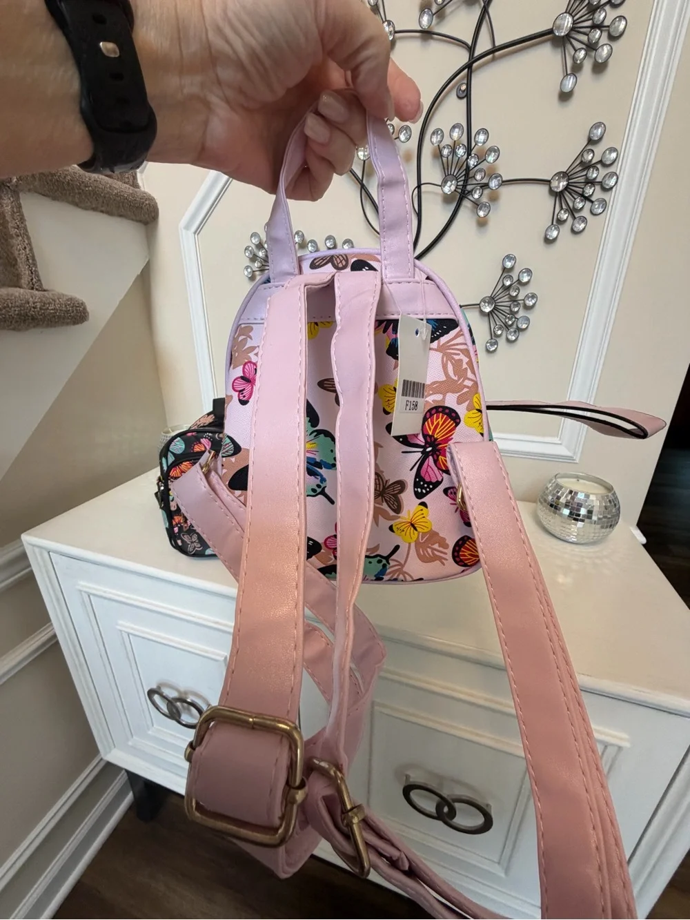 Butterfly Print Mini Backpack - Pink